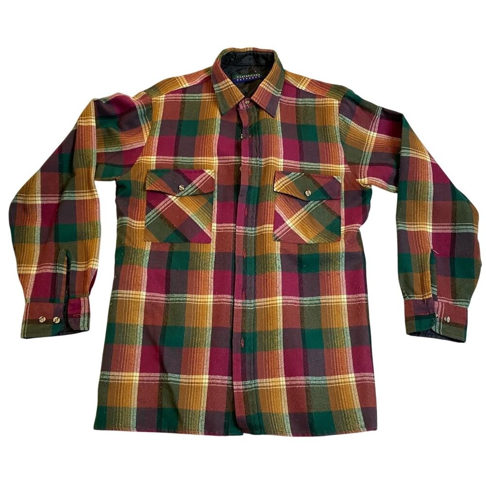 Claybrooke Outdoors Mens Long Sleeve Plaid Shirt M Multicolor Button-Up 100% Acr